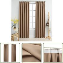 Happyshopping - The Living Store Rideaux occultants avec crochets 2 pcs Taupe 140x245 cm - Rideaux Occultants - Rideaux Pour Salon - Rideaux Chambre