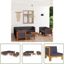 Abcrital - The Living Store Salon de jardin 10 pcs avec coussins bois d'acacia solide - Salon De Jardin - Mobilier De Jardin - Set De Salon De Jardin