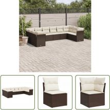 The Living Store Salon de jardin 10 pcs avec coussins marron résine tressée - Salon De Jardin - Canapé Extérieur - Meuble De Jardin - Ensemble Salon