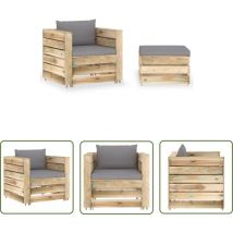 Salon de jardin 2 pcs avec coussins Bois imprégné de vert - Salon De Jardin - Mobilier De Jardin - Ensemble De Salon - Canapé D'extérieur - Terrasse