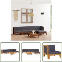 The Living Store Salon de jardin 6 pcs avec coussins Bois d'acacia solide - Salon De Jardin - Mobilier De Jardin - Set De Jardin - Meubles