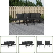 The Living Store - Salon de jardin 6 pcs avec coussins gris acier - Ensemble Salon De Jardin - Mobilier De Jardin - Salon De Jardin En Métal