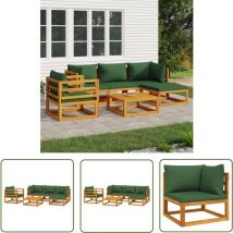 The Living Store - Salon de jardin 6 pcs avec coussins vert bois massif - Ensemble Salon De Jardin - Mobilier De Jardin - Salon De Jardin En Bois