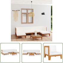 Bonnevie - The Living Store Salon de jardin 7 pcs avec coussins Bois d'acacia solide - Salon De Jardin - Mobilier De Jardin - Set De Salon De Jardin