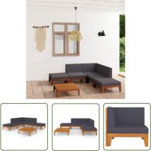 Devenirriche - The Living Store Salon de jardin 7 pcs avec coussins Bois d'acacia solide - Salon De Jardin - Mobilier De Jardin - Ensemble De Salon