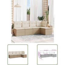 The Living Store - Salon de jardin avec coussins 5 pcs beige résine tressée - Salon De Jardin - Mobilier De Jardin - Ensemble Salon De Jardin