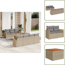 The Living Store - Salon de jardin avec coussins 8pcs mélange beige résine tressée - Ensemble Salon De Jardin - Mobilier De Jardin - Canapé Extérieur