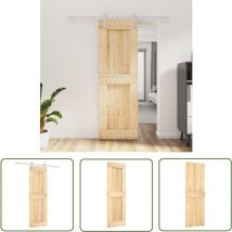 The Living Store - Schiebetür mit Beschlag 70x210 cm Massivholz Kiefer - Kiefernholztür - Schiebetür - Holztreppe - Innenschublade - Garderobe