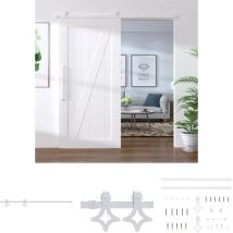 The Living Store Schiebetürbeschlag 183 cm Stahl Weiß - Türrahmen - Weiß