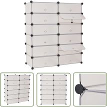 The Living Store Schuh-Organizer Zusammenklappbar mit 12 Fächern Weiß - Schuhausstattung - Schuhschrank - Schuhregal - Garderobe - Organisationssystem