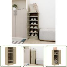 Abcrital - The Living Store Schuhschrank Sonoma-Eiche 32x35x92 cm Holzwerkstoff - Schuhschrank - Holzwerkstoff - Schuhorganisation - Garderobe