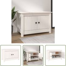 The Living Store Schuhschrank Weiß 70x38x45,5 cm Massivholz Kiefer - Holz Schuhschrank - Massivholzschaukasten - Schuhschrank Weiß - Garderobe
