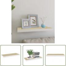 Maison Chic - The Living Store Schweberegal Eichen-Optik und Weiß 60x23,5x3,8 cm mdf - Schweberegal - Wandregal - Regal - Wohnwandregal