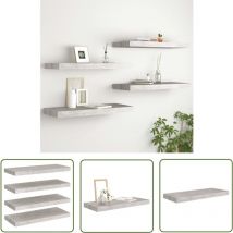 Maison Chic - The Living Store Schweberegale 4 Stk. Betongrau 60x23,5x3,8 cm mdf - Schweberegale - Wandregale - Regalset - Betongrau