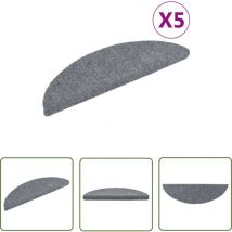 The Living Store Selbstklebende Treppenmatten 5 Stk. Hellgrau 56x17x3 cm - Stufenmatte - Treppenmatte - Treppenschutz - Nadelvliesmatte