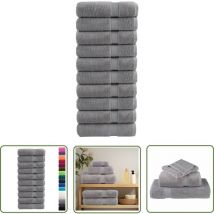 The Living Store - Serviettes de bain de qualité supérieure solund 10 pcs gris - Serviettes De Bain - Serviettes Grises - Serviettes De Toilette