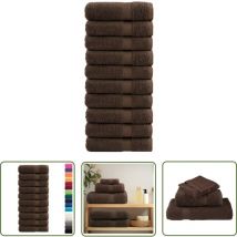 The Living Store - Serviettes de bain de qualité supérieure solund 10 pcs marron - Serviettes De Bain - Serviettes Éponge - Serviettes Moelleuses