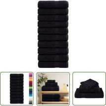 The Living Store - Serviettes de douche de qualité supérieure solund 10 pcs noir - Serviettes De Bain - Serviettes De Toilette - Serviettes Noires