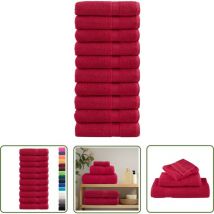 The Living Store - Serviettes de douche de qualité supérieure solund 10 pcs rouge - Serviettes De Bain - Serviettes Rouges - Serviettes De Toilette