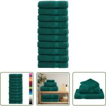 The Living Store - Serviettes de douche de qualité supérieure solund 10 pcs vert - Serviettes De Bain - Serviettes De Toilette - Serviettes Vertes