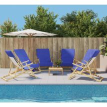 The Living Store - Serviettes de plage 6 pcs bleu royal 60x135 cm tissu 400 gsm Bleu