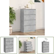 Lling - The Living Store Sideboard Betongrau 60x35x98,5 cm Holzwerkstoff - Schubladenschrank - Sideboard - Wohnzimmermöbel - Grau Sideboard