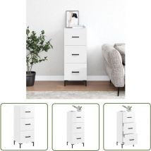 The Living Store Sideboard Hochglanz-Weiß 34,5x34x90 cm Holzwerkstoff - Schreibtisch - Wohnzimmermöbel - Sideboard - Regal - Weißer Sideboard