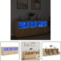 Sideboard mit LED-Leuchten Sonoma-Eiche 162x37x67 cm - Sideboard - Wohnzimmermöbel - Holz Sideboard - led Beleuchtung - Sonoma Eiche - The Living
