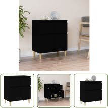 The Living Store Sideboard Schwarz 60x35x70 cm Holzwerkstoff - Schreibtisch - Wohnzimmermöbel - Sideboard Schwarz - Eiche Sideboard - Regal