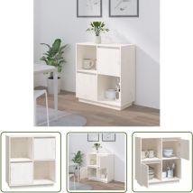 Werwing - The Living Store Sideboard Weiß 74x35x80 cm Massivholz Kiefer - Massivholzmöbel - Kiefern Sideboard - Weißes Sideboard - Wohnzimmermöbel