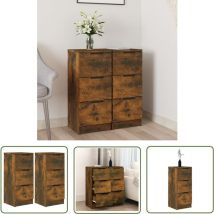 The Living Store Sideboards 2 Stk. Räuchereiche 30x30x70 cm Holzwerkstoff - Sideboard - Regal - Wohnraumgestaltung - Holzmöbel - Holzwerkstoff