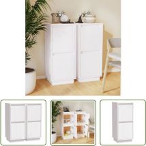 The Living Store Sideboards 2 Stk. Weiß 31,5x34x75 cm Massivholz Kiefer - Schreibtisch - Regal - Sideboard - Holzmöbel - Weißes Mobiliar