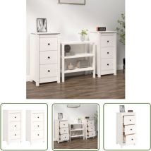 Devenirriche - The Living Store Sideboards 2 Stk. Weiß 40x35x80 cm Massivholz Kiefer - Holz Sideboard - Massiver Kiefer - Weißes Sideboard