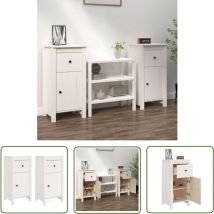 Les Tendances - The Living Store Sideboards 2 Stk. Weiß 40x35x80 cm Massivholz Kiefer - Holz Sideboard - Massiver Kiefer - Weißes Sideboard