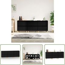 Sideboards 3 Stk. Schwarz 60x35x70 cm Holzwerkstoff - Schreibtisch - Wohnzimmermöbel - Sideboard Schwarz - Holz Sideboard - Regal - The Living Store