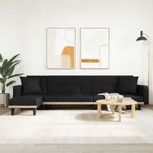 Canapé-lit en forme de l noir 275x140x70 cm tissu The Living Store Noir
