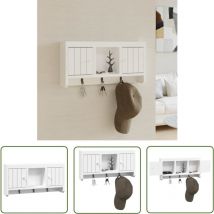 The Living Store - Armoire à clés Blanc 40x8,5x20 cm Bois d'ingénierie et acier - Armoire à Clés - Étagère Murale - Rangement Clés - Meuble Rangement