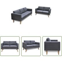 The Living Store Sofagarnitur 2-Sitzer und 3-Sitzer Stoff Dunkelgrau - Sofagarnitur - Wohnlandschaft - Couchgarnitur - Ecksofa - Grau Sofa