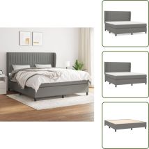 Sommier à lattes de lit avec matelas Gris foncé 160x200cm Tissu - Lit Double - Lit Tapissier - Literie - Matelas à Ressorts Ensachés - Tête De Lit