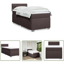 Sommier à lattes de lit avec matelas Marron foncé 100x200 cm - Lit Double - Literie - Chambre à Coucher - Matelas à Ressorts Ensachés - Tête De Lit
