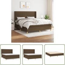 Sommier à lattes de lit avec matelas Marron foncé 160x200 cm - Lit Double - Lit Tapissier - Literie - Matelas à Ressorts Ensachés - Tête De Lit