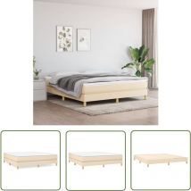 Devenirriche - The Living Store Cadre de lit sans matelas crème 180x200 cm tissu - Cadre De Lit - Lit Double - Literie - Meuble Chambre - Chambre