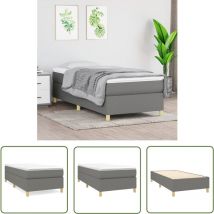 The Living Store Cadre de lit sans matelas gris foncé 90x190 cm tissu - Cadre De Lit - Lit Simple - Lit Gris - Lit Tissu - Meuble Chambre À Coucher
