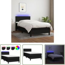 Maison Chic - The Living Store Sommier à lattes de lit avec matelas led Noir 100x200 cm Tissu - Lit Plateforme - Lit Design - Lit Moderne - Lit Avec