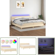 Maison Chic - The Living Store Sommier à lattes de lit et matelas et led Crème 200x200cm Tissu - Sommier Tapissier - Lit Plateforme - Lit Avec Led