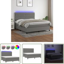 Maison Chic - The Living Store Sommier à lattes de lit et matelas et led Gris foncé 160x200 cm - Sommier Tapissier - Lit Avec Led - Matelas à