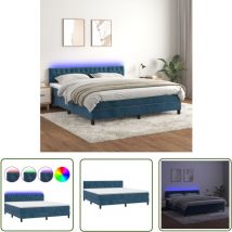 Bonnevie - The Living Store Sommier à lattes de lit avec matelas led Bleu foncé 180x200 cm - Lit Plateforme - Lit Design - Lit Capitonné - Lit Avec
