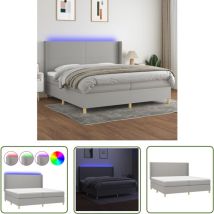Maison Chic - The Living Store Sommier à lattes de lit matelas led Gris clair 200x200 cm Tissu - Sommier Tapissier - Lit Plateforme - Lit Avec Led