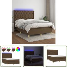 Sommier à lattes de lit matelas et led Marron foncé 140x190 cm - Sommier Tapissier - Lit Plateforme - Lit Avec Rangement - Matelas à Ressorts