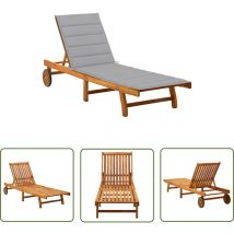 The Living Store Sonnenliege mit Auflage Akazie Massivholz - Holz-Sonnenliege - Gartenliege - Akzidenzliegenstelle - Lounge Chair - Gartenmöbel